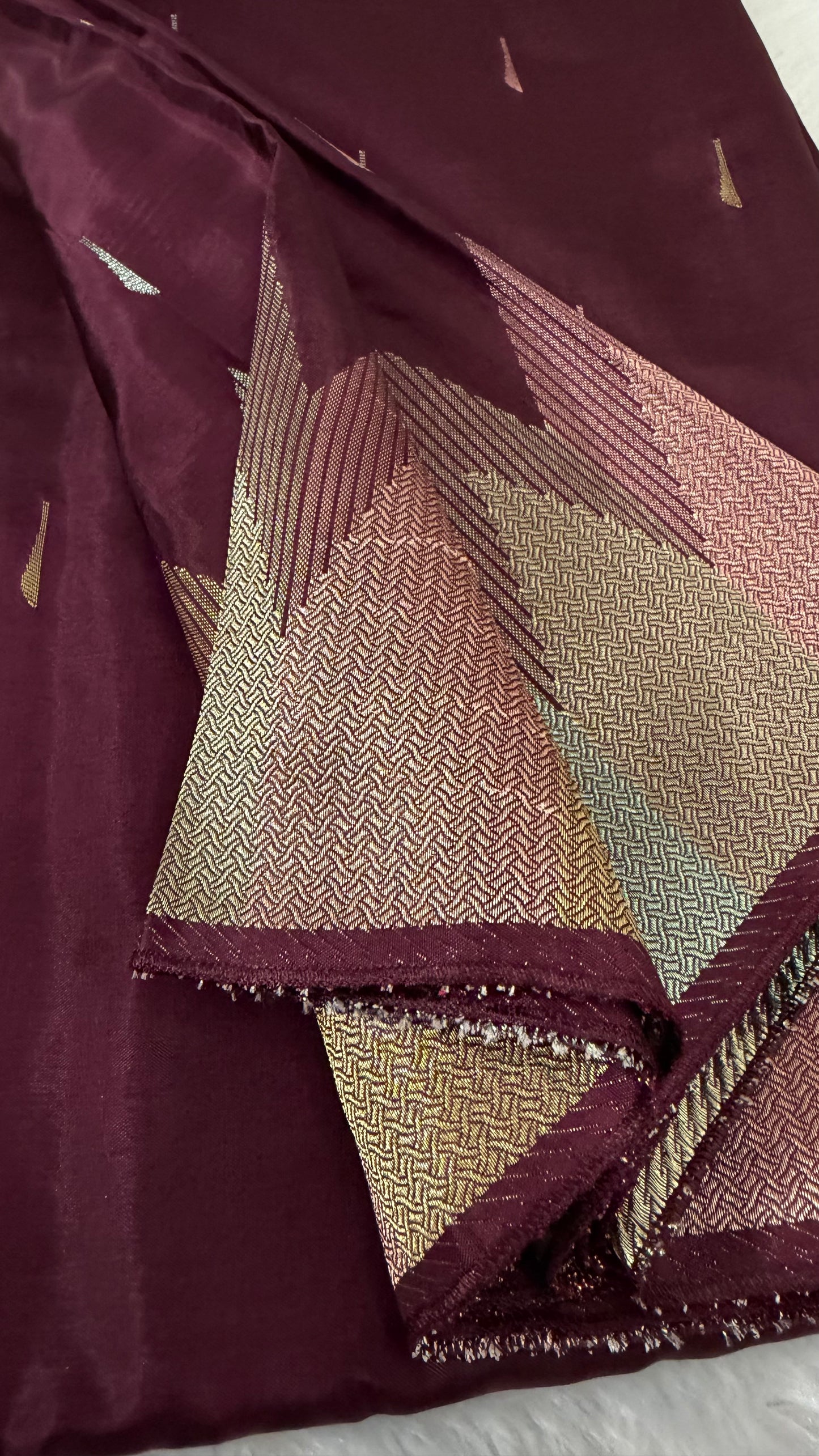 LABH-UG02 DARK CHOCOLATE BROWN MUGA CREPE SILK SAREE.