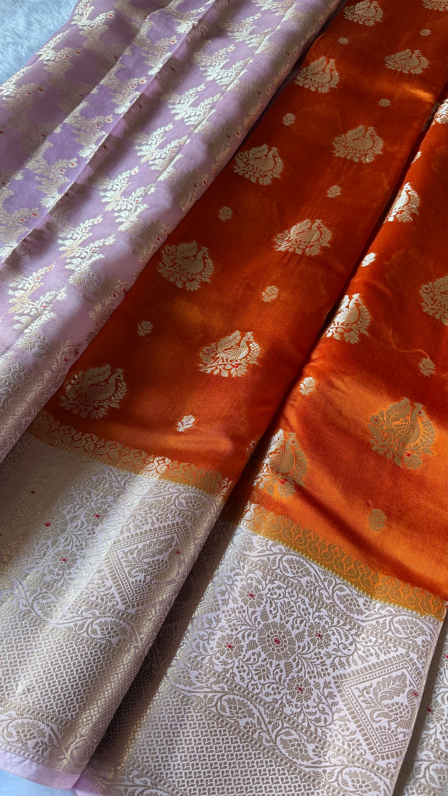 LABH-UG01 ROYAL ORANGE PURE RAW MANGO SILK SAREE.