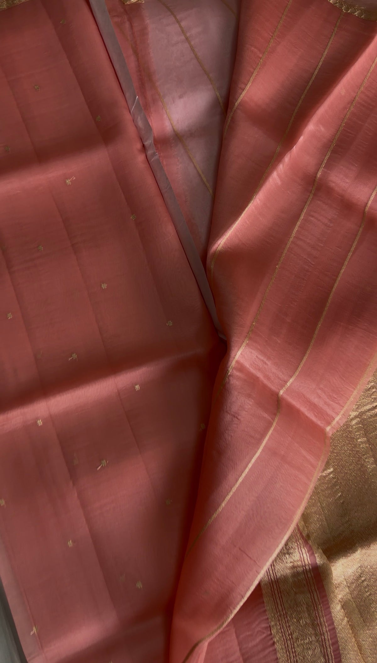Soft Baby Pink Banarasi Pure Kora Silk.