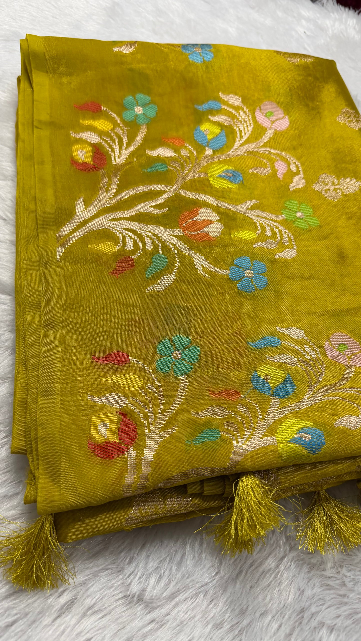 LABH-UG04 YELLOW PAPER SILK SAREE.
