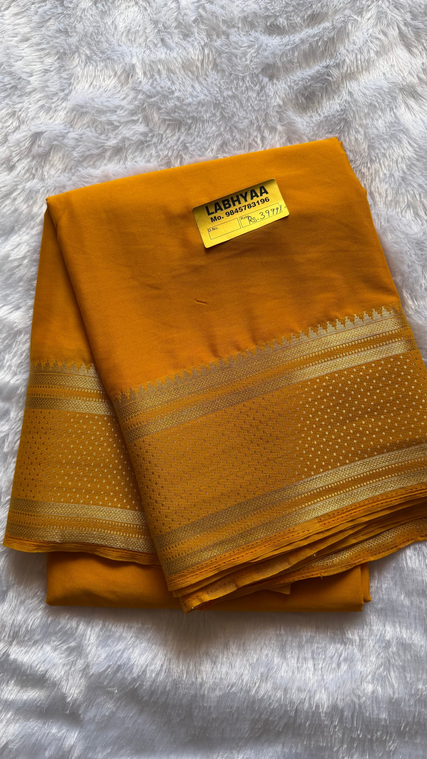 MUSTARD YELLOW PREMIUM CREPE SILK SAREE