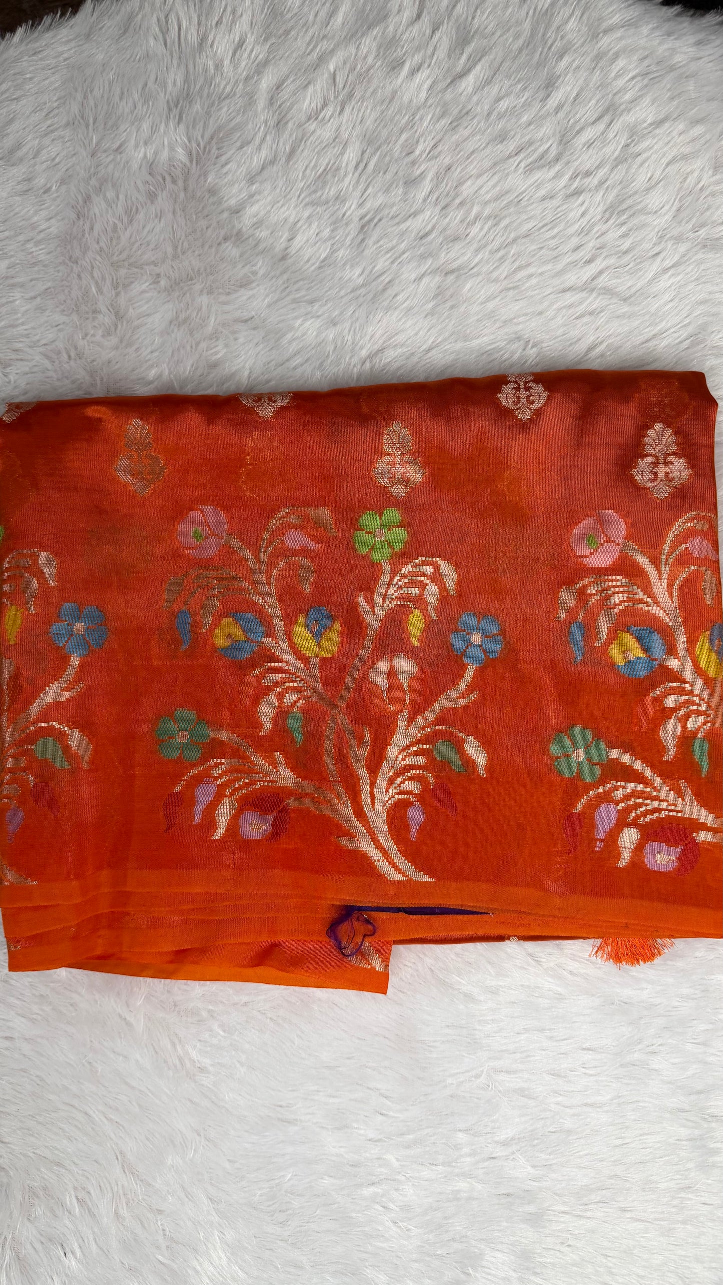 LABH-UG04 ORANGE PAPER SILK SAREE.