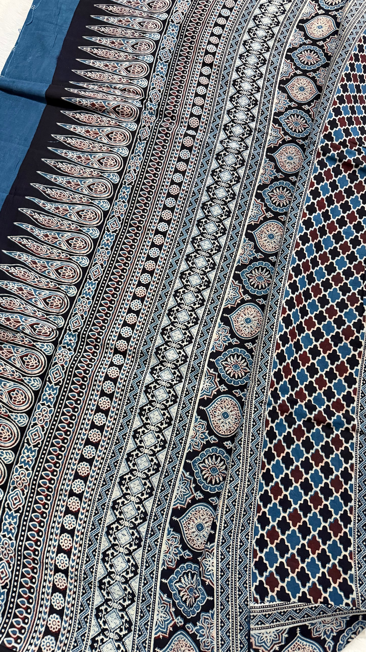 Blue & Black Hand-Block Printed Pure Jaipur Cotton