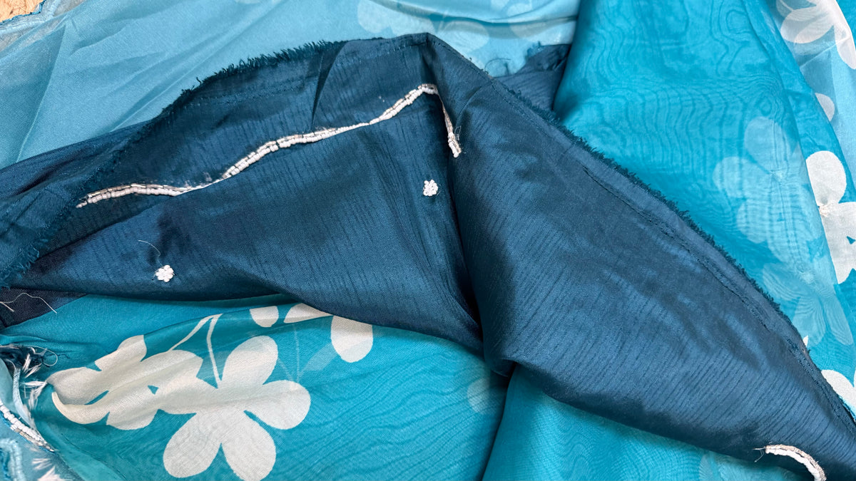 Sky blue soft Organza Saree.