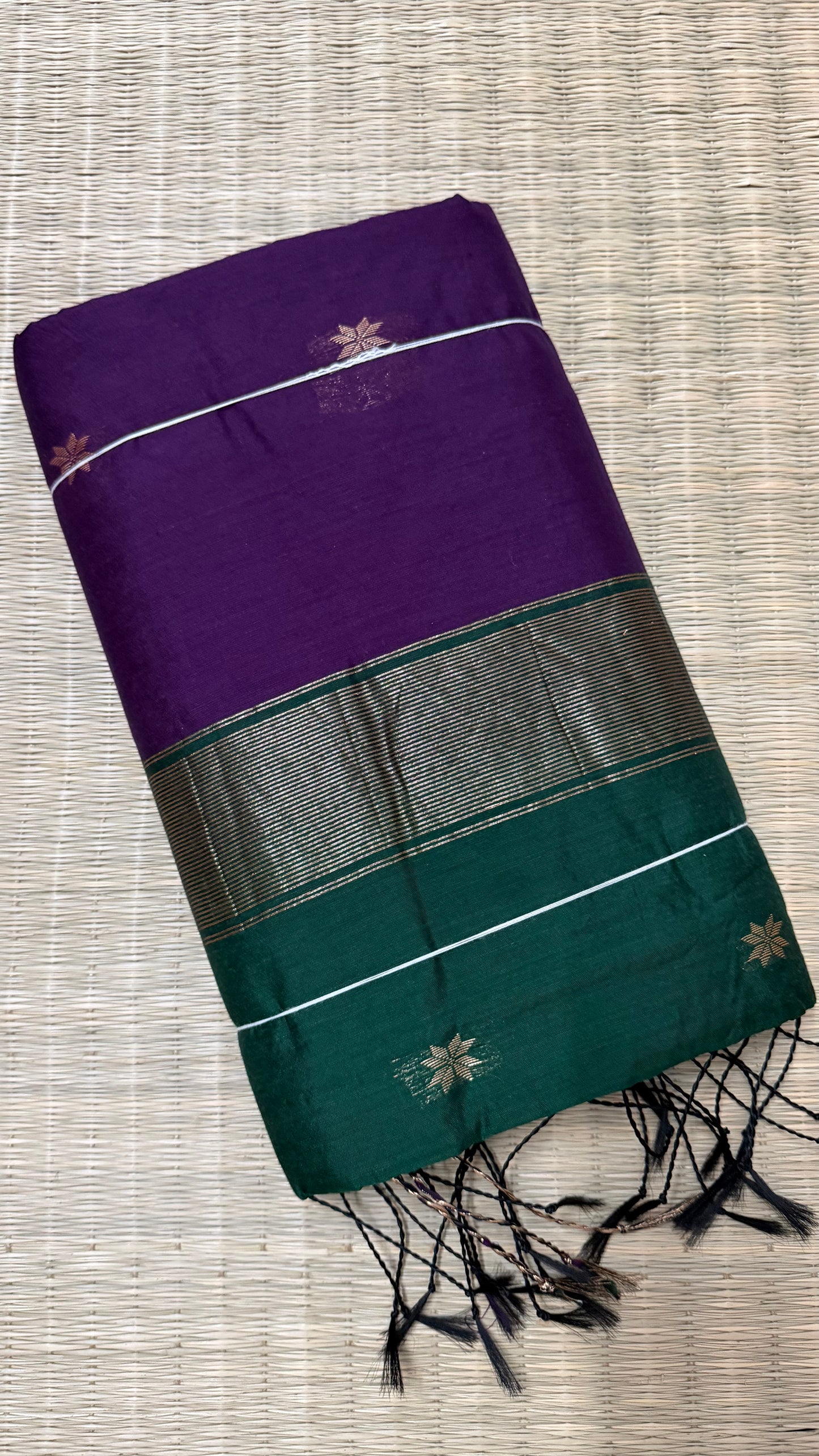 Purple & Green Maheshwari Cotton.