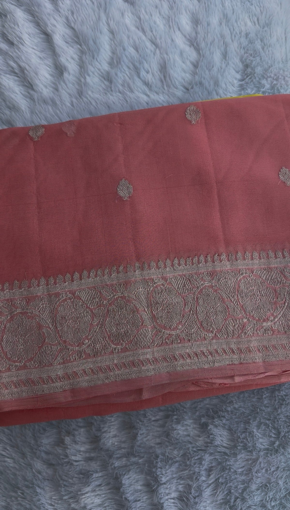 Peach Pure Banarasi  Khaddi Chiffon.
