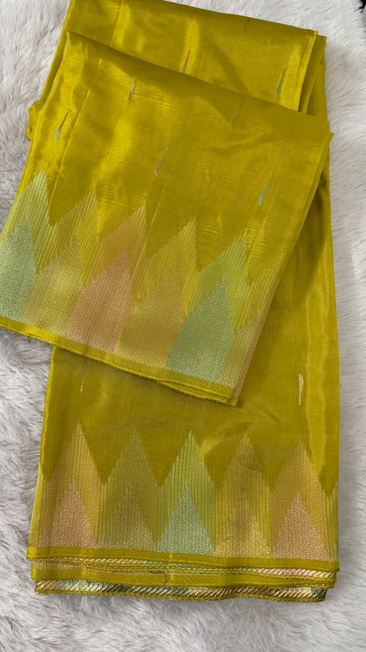 LABH-UG02 YELLOW MUGA CREPE SILK SAREE.