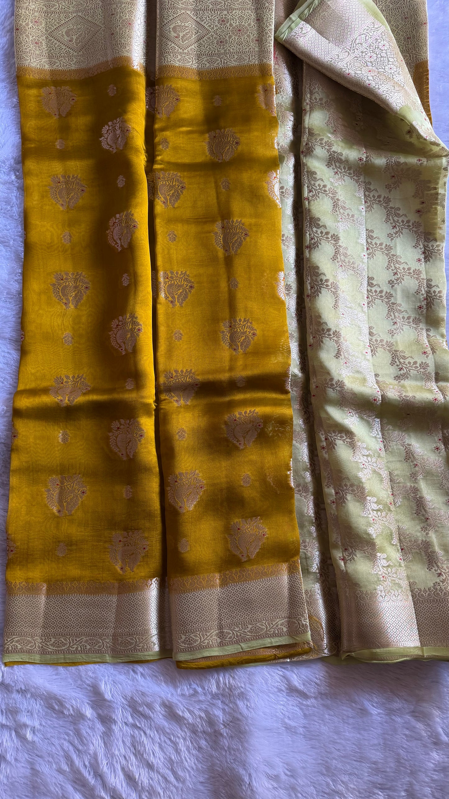 LABH-UG01  ROYAL YELLOW PURE RAW MANGO SILK SAREE.