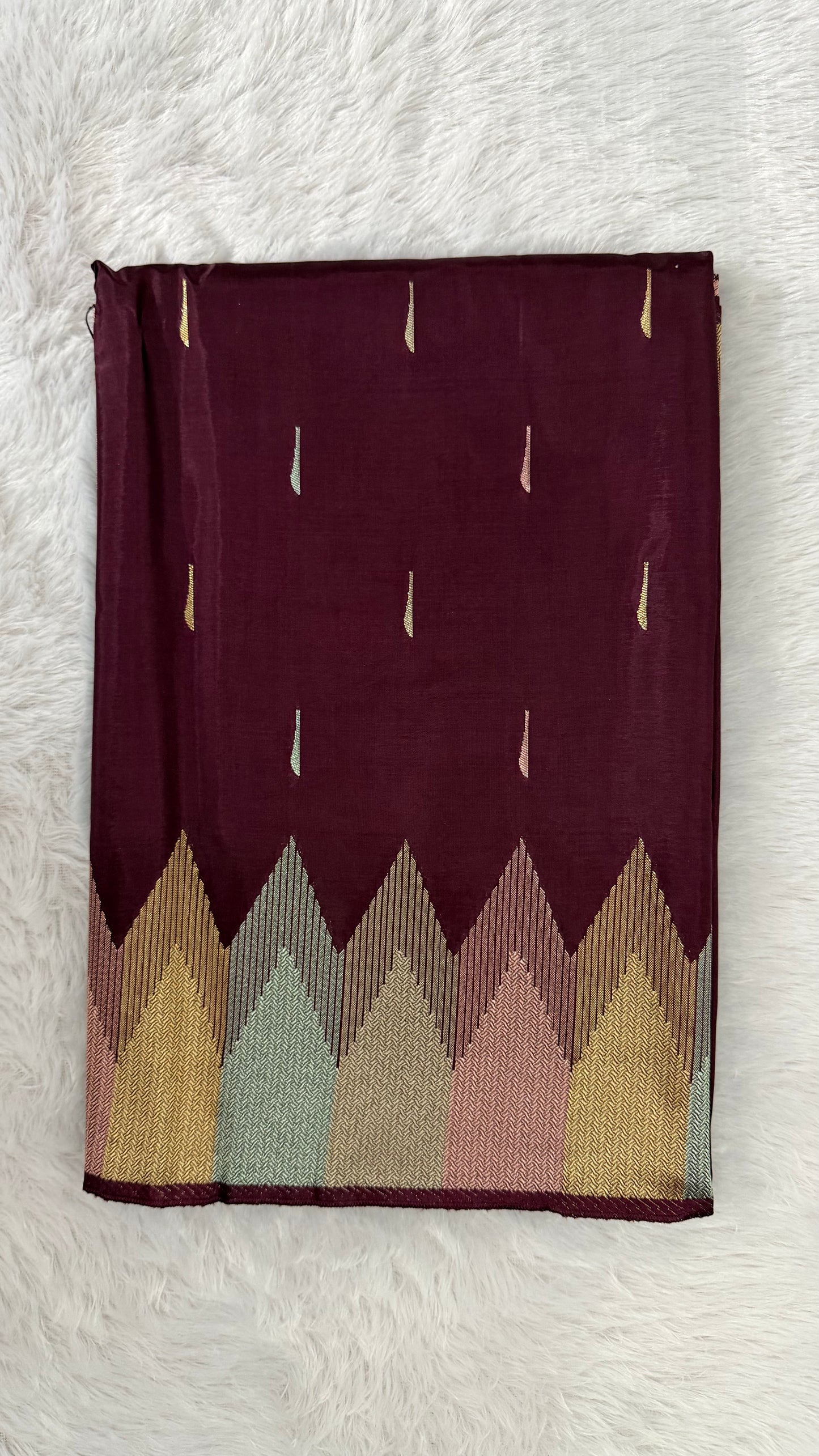 LABH-UG02  DARK CHOCOLATE BROWN MUGA CREPE SILK SAREE.