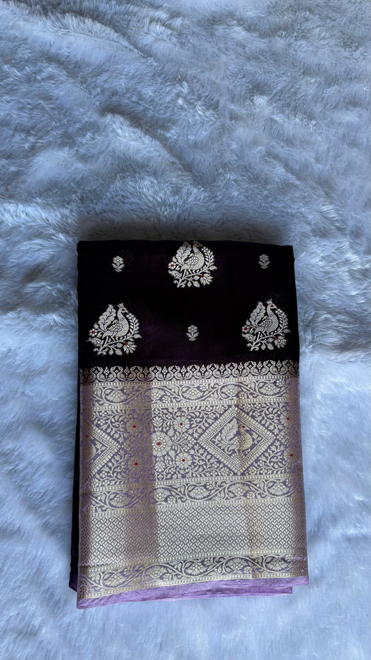 LABH-UG01 DEEP ROYAL PURPLE PURE RAW MANGO SILK SAREE