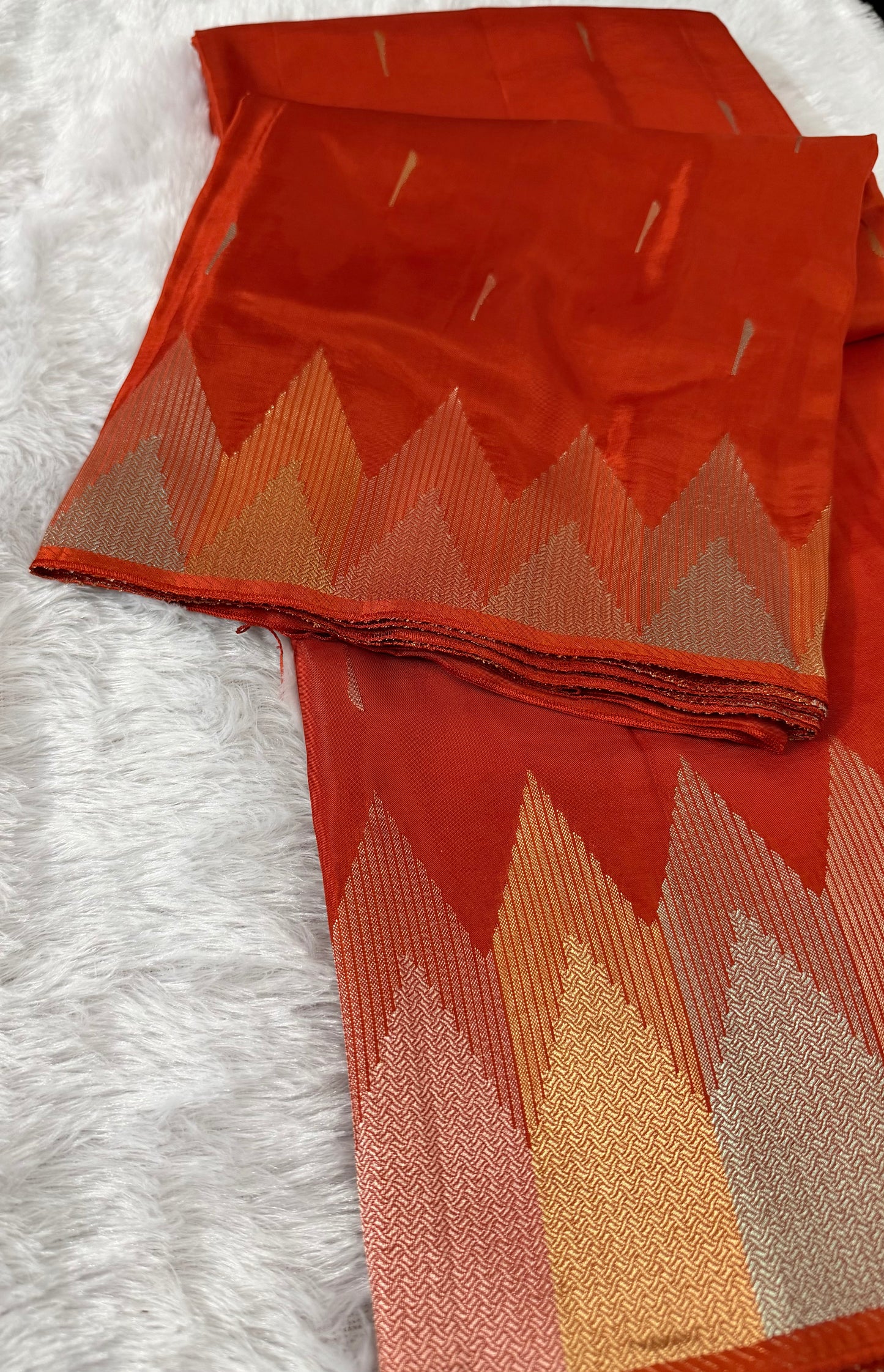 LABH-UG02  ORANGE MUGA CREPE SILK SAREE.