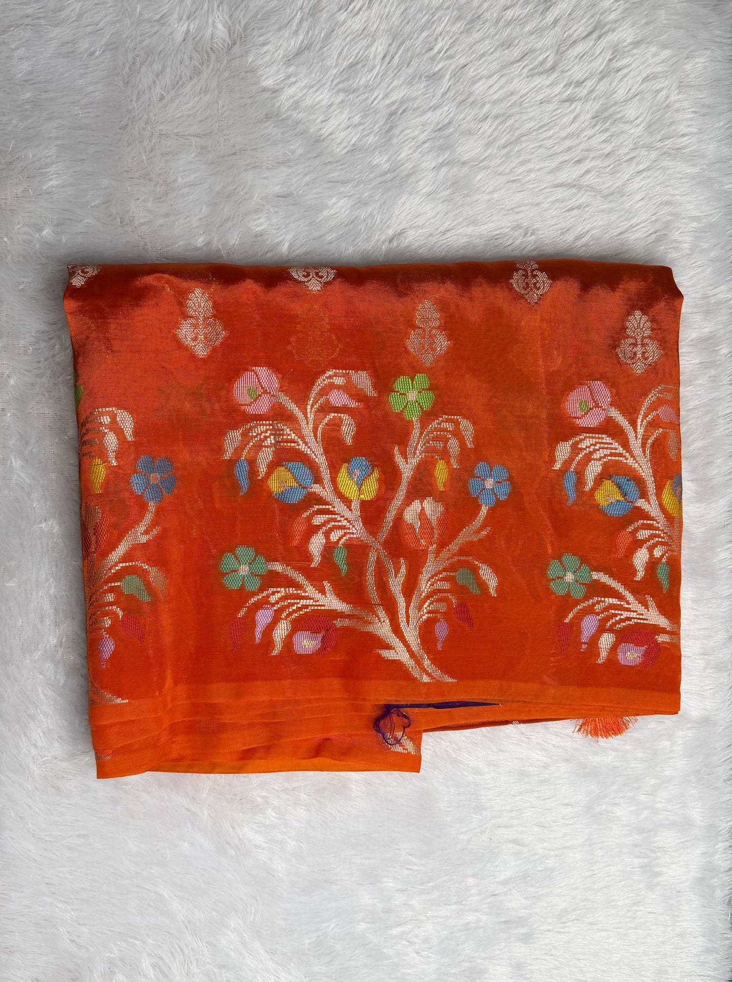 LABH-UG04 ORANGE PAPER SILK SAREE.