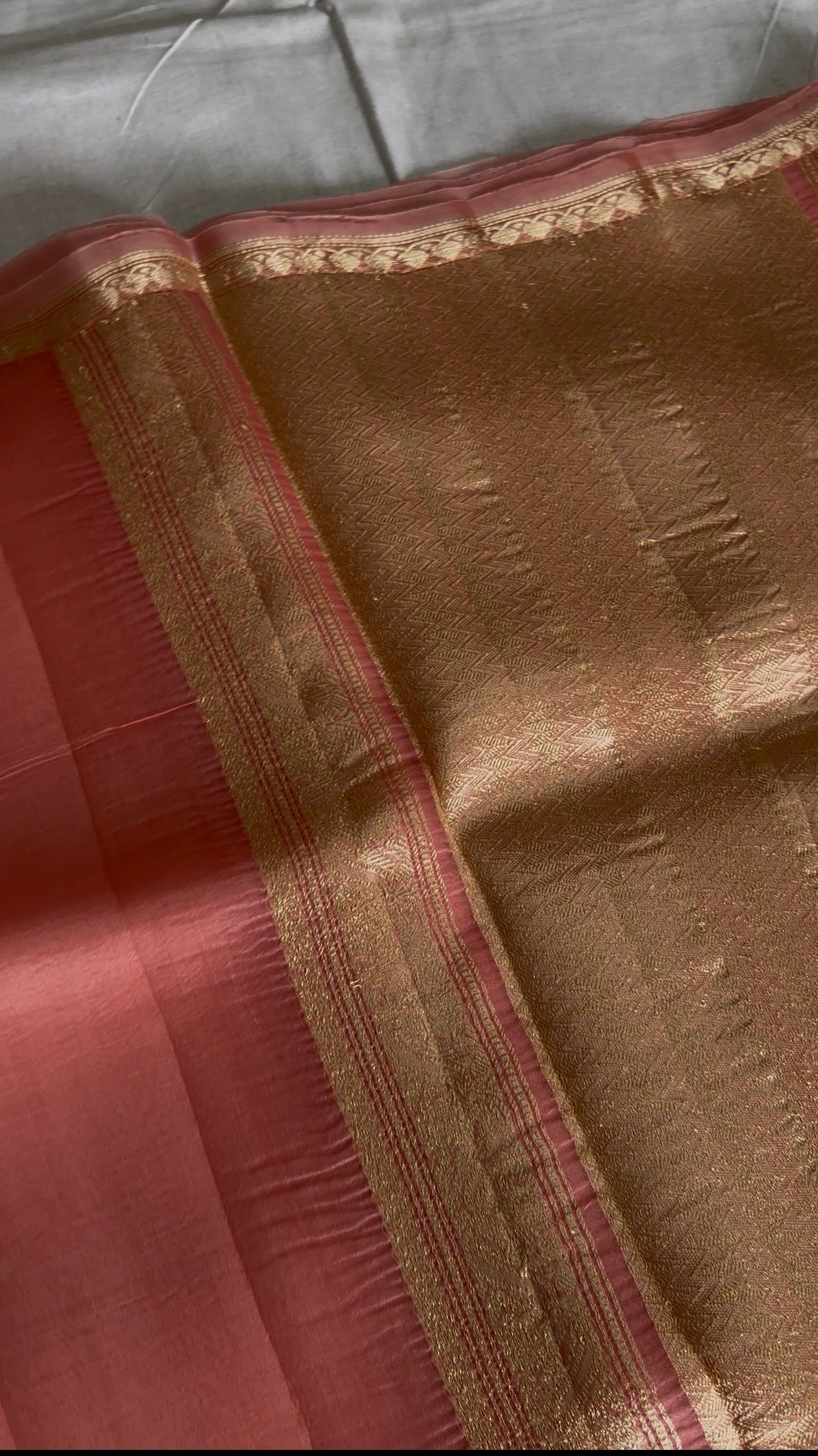 Soft Baby Pink Banarasi Pure Kora Silk.