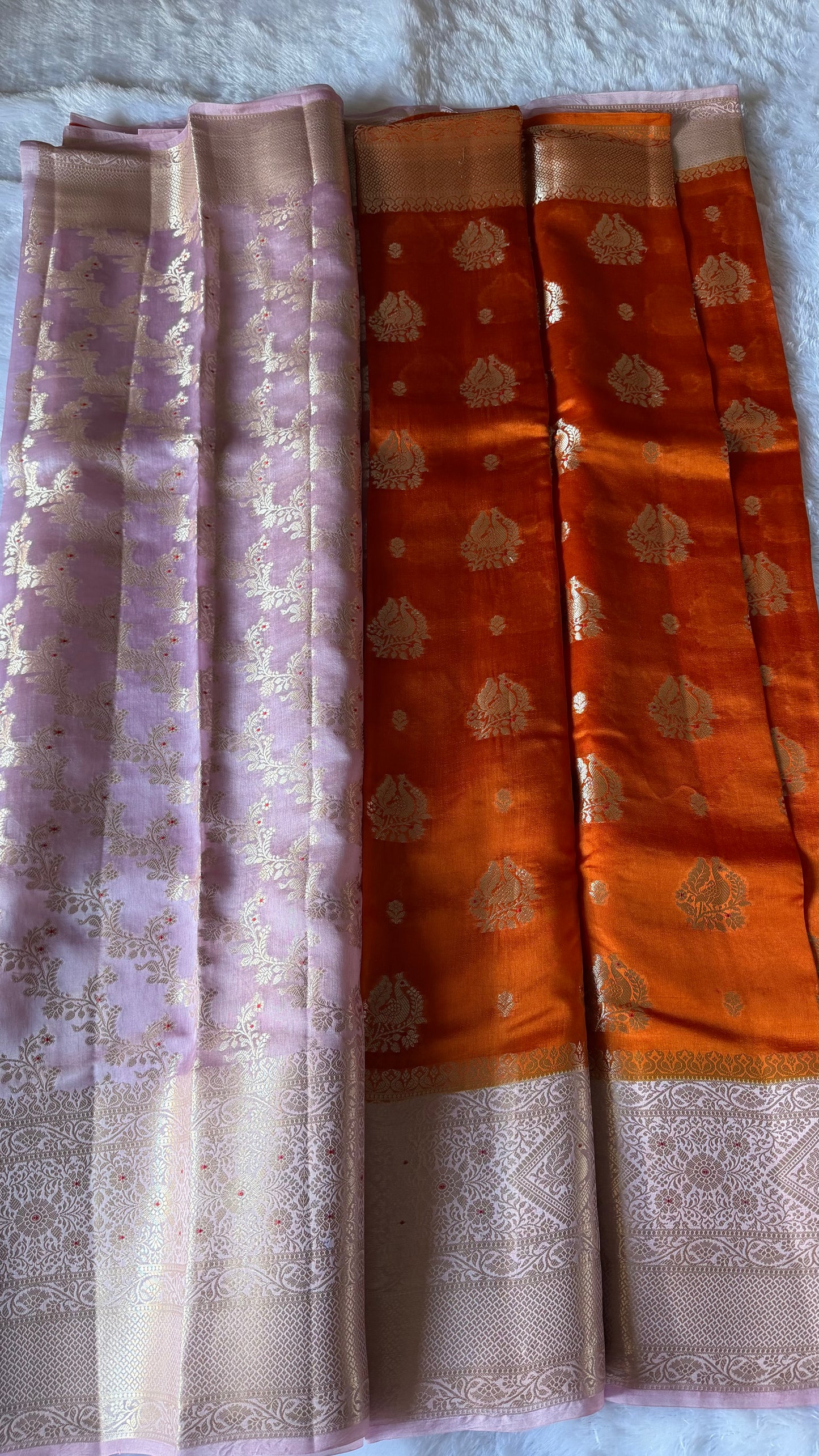 LABH-UG01 ROYAL ORANGE PURE RAW MANGO SILK SAREE.
