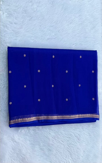 Royal Blue Banarasi Pure Kora Silk.