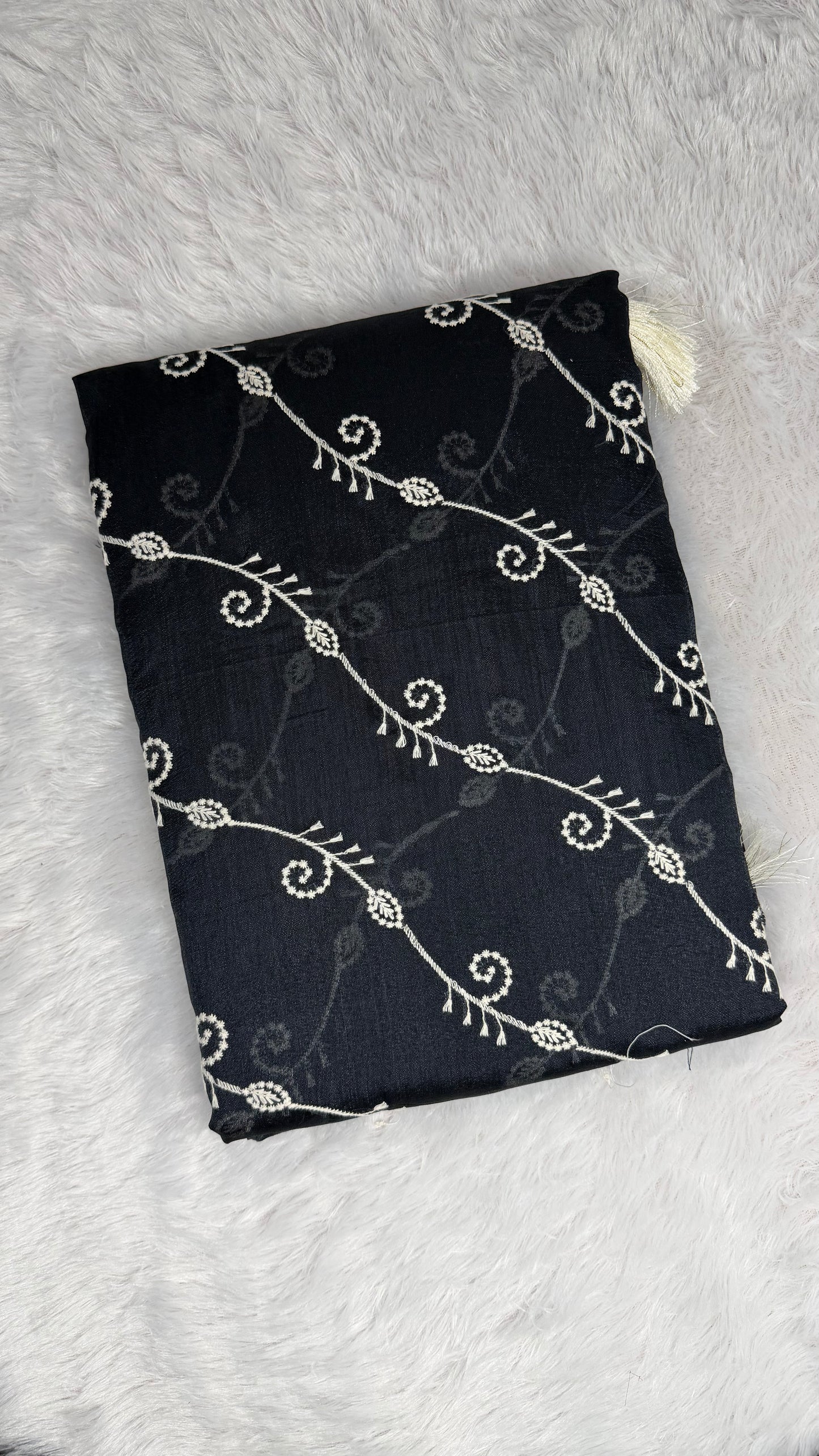 DARK BLUE SEMI TUSSAR SILK SAREE WITH LEHARIYA EMBROIDARY.