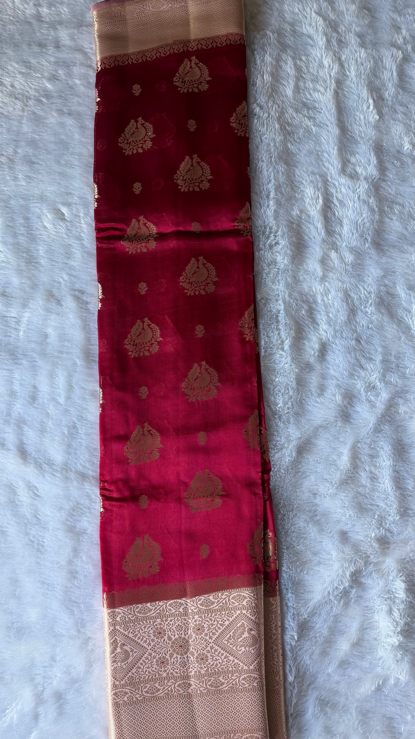LABH-UG01 RANI PINK PURE RAW MANGO SILK SAREE