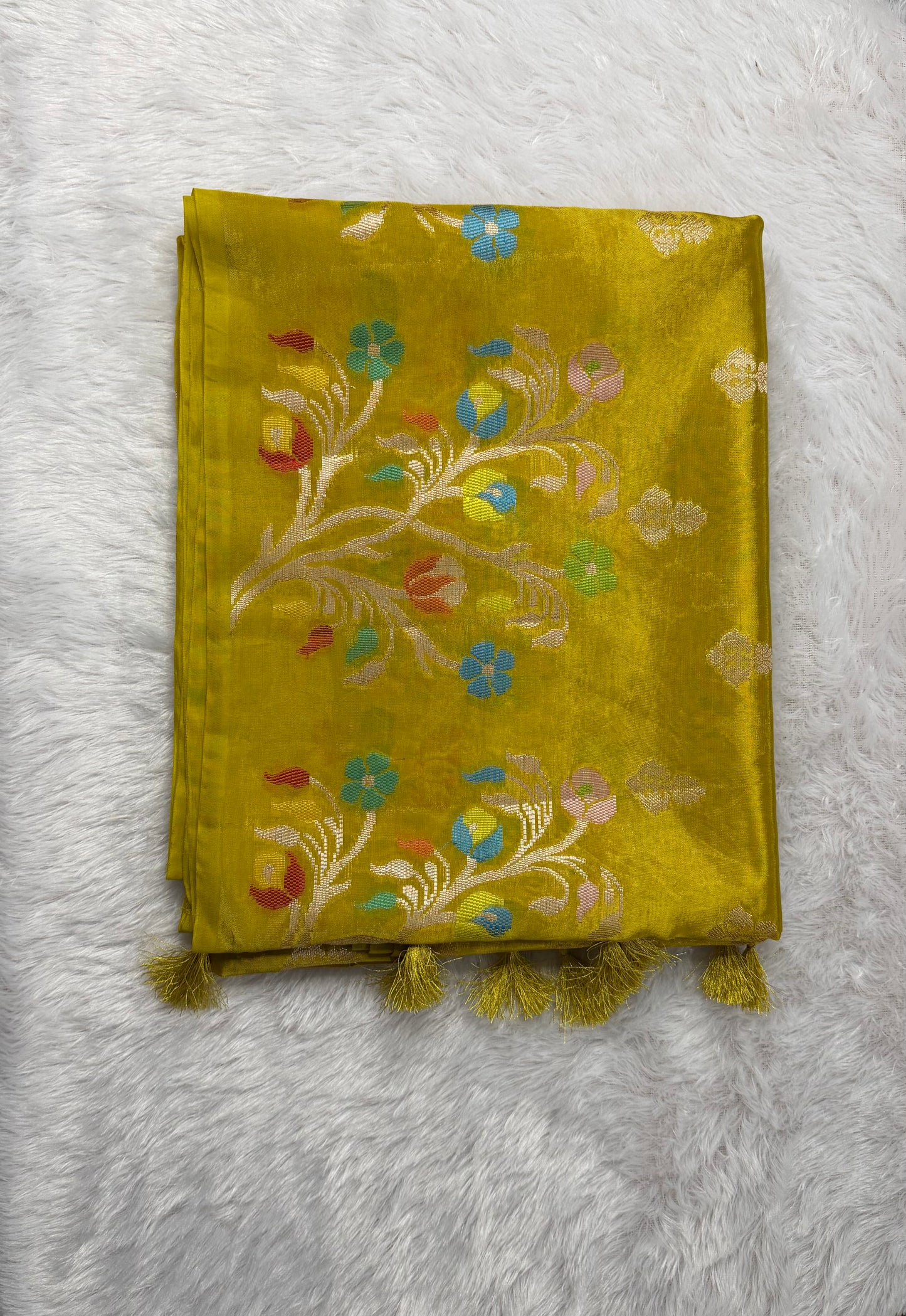 LABH-UG04 YELLOW PAPER SILK SAREE.