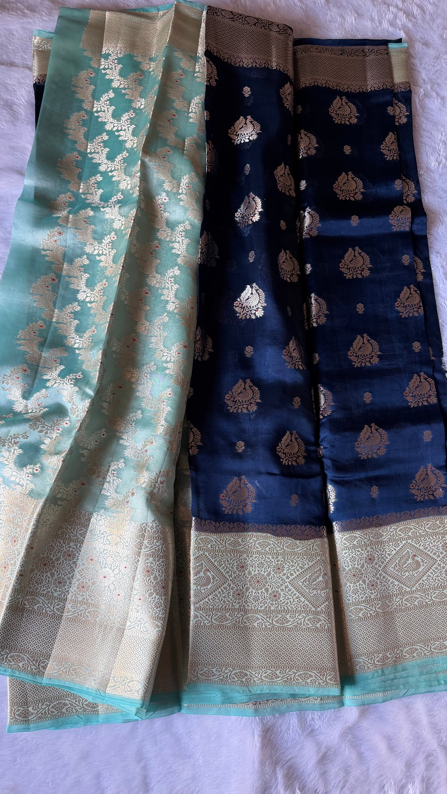LABH-UG01 DEEP NAVY BLUE PURE RAW MANGO SILK SAREE