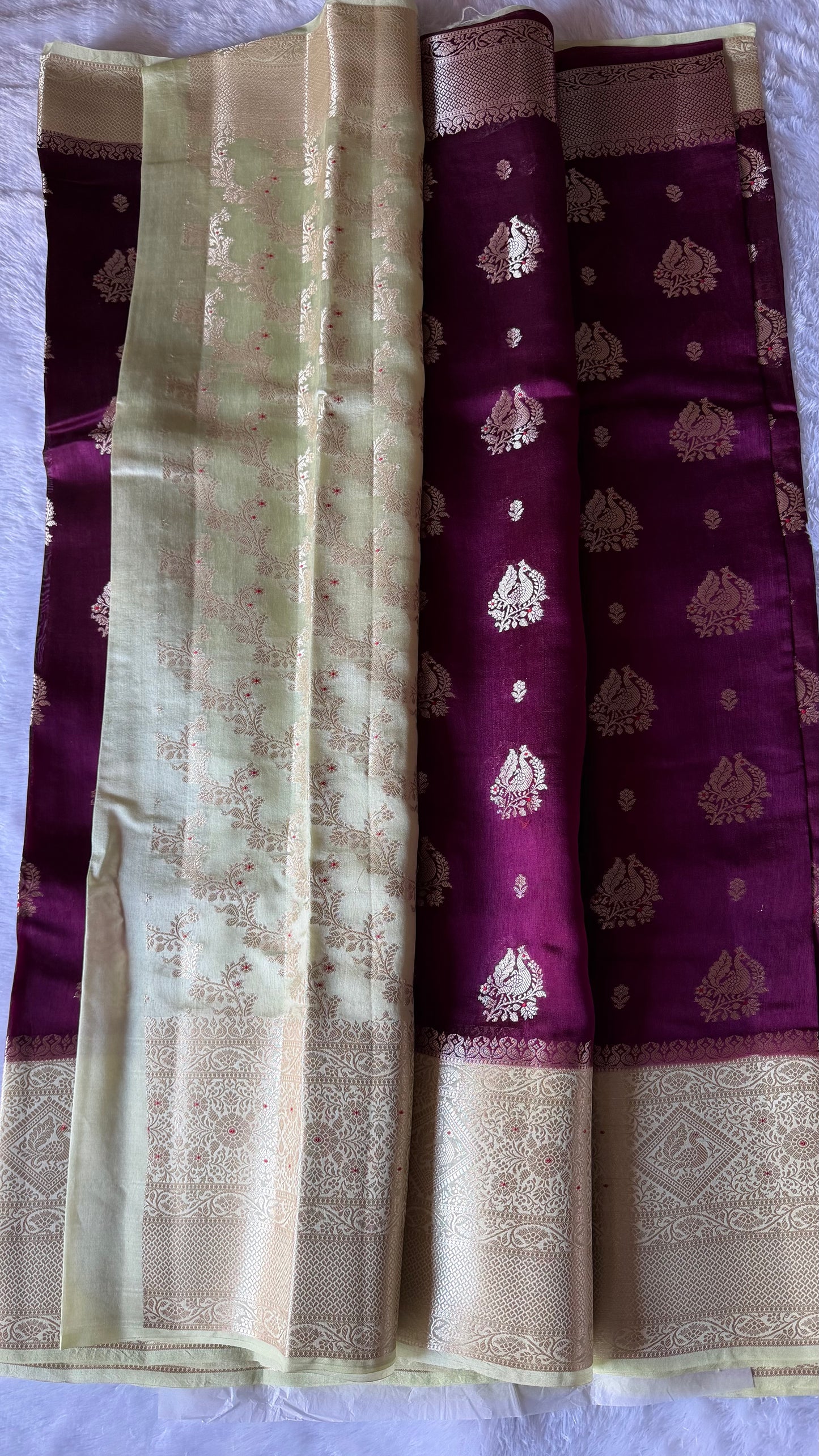 LABH-UG01 DEEP WINE PURE RAW MANGO SILK SAREE