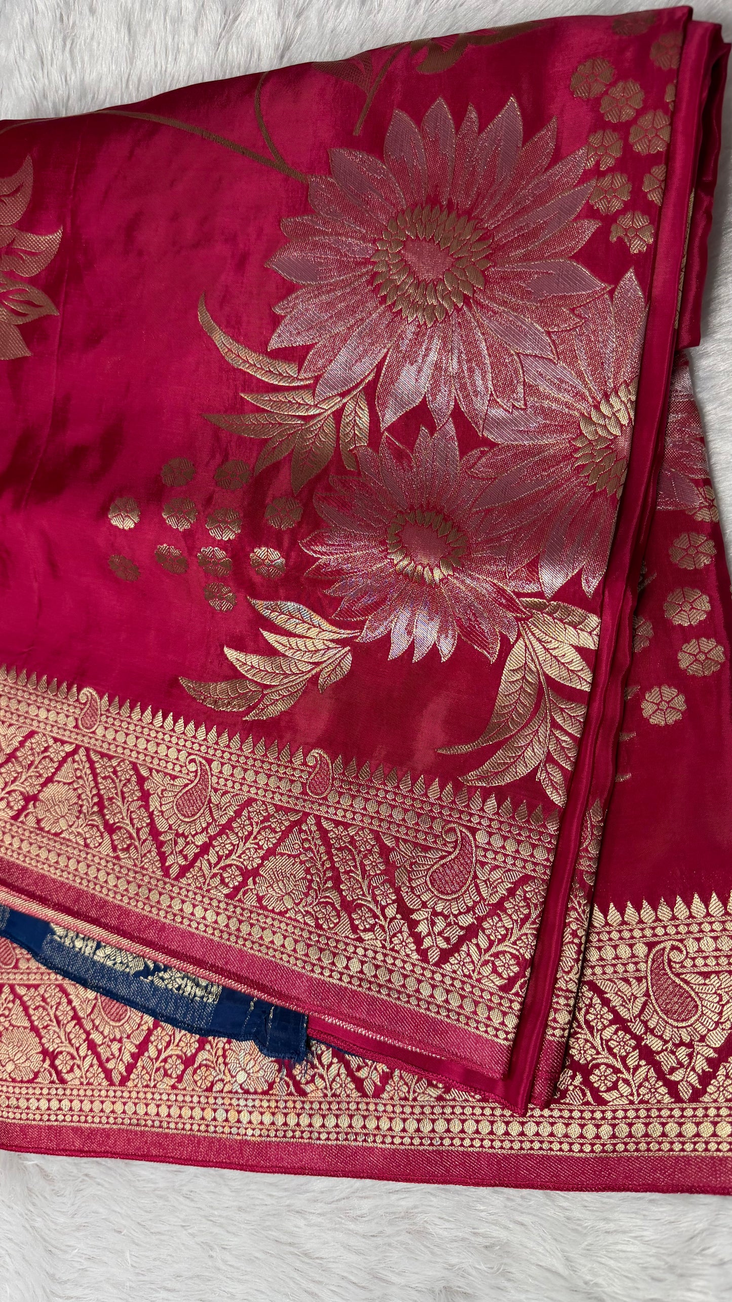 LABH-UG06 PINK RUSSIAN CREPE  SILK SAREE.