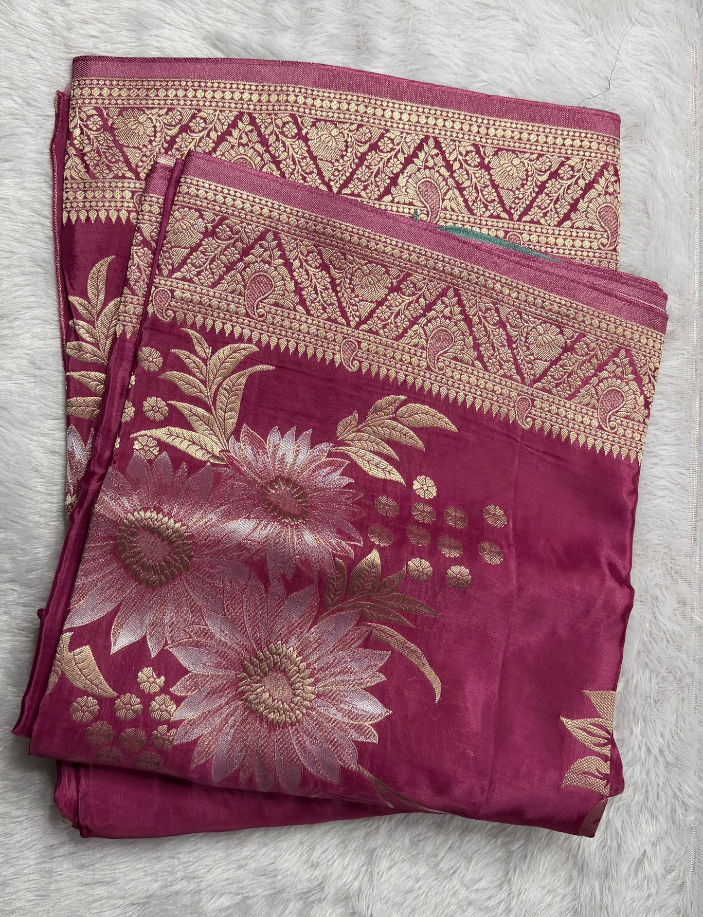 LABH-UG06 MAUVE PINK RUSSIAN CREPE  SILK SAREE.