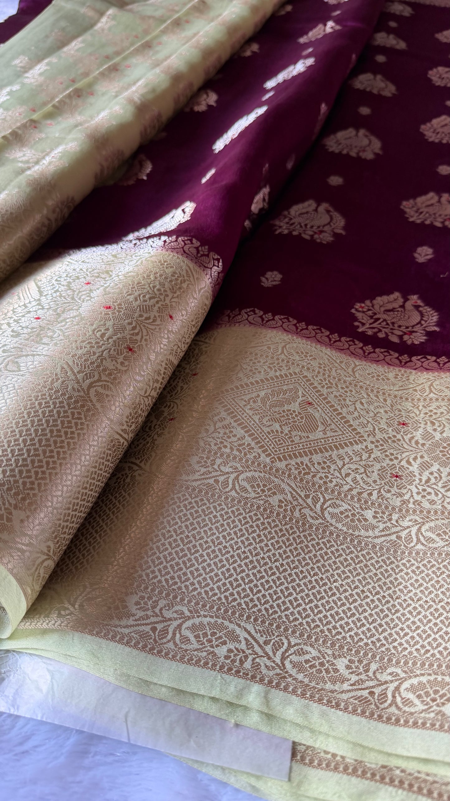 LABH-UG01 DEEP WINE PURE RAW MANGO SILK SAREE