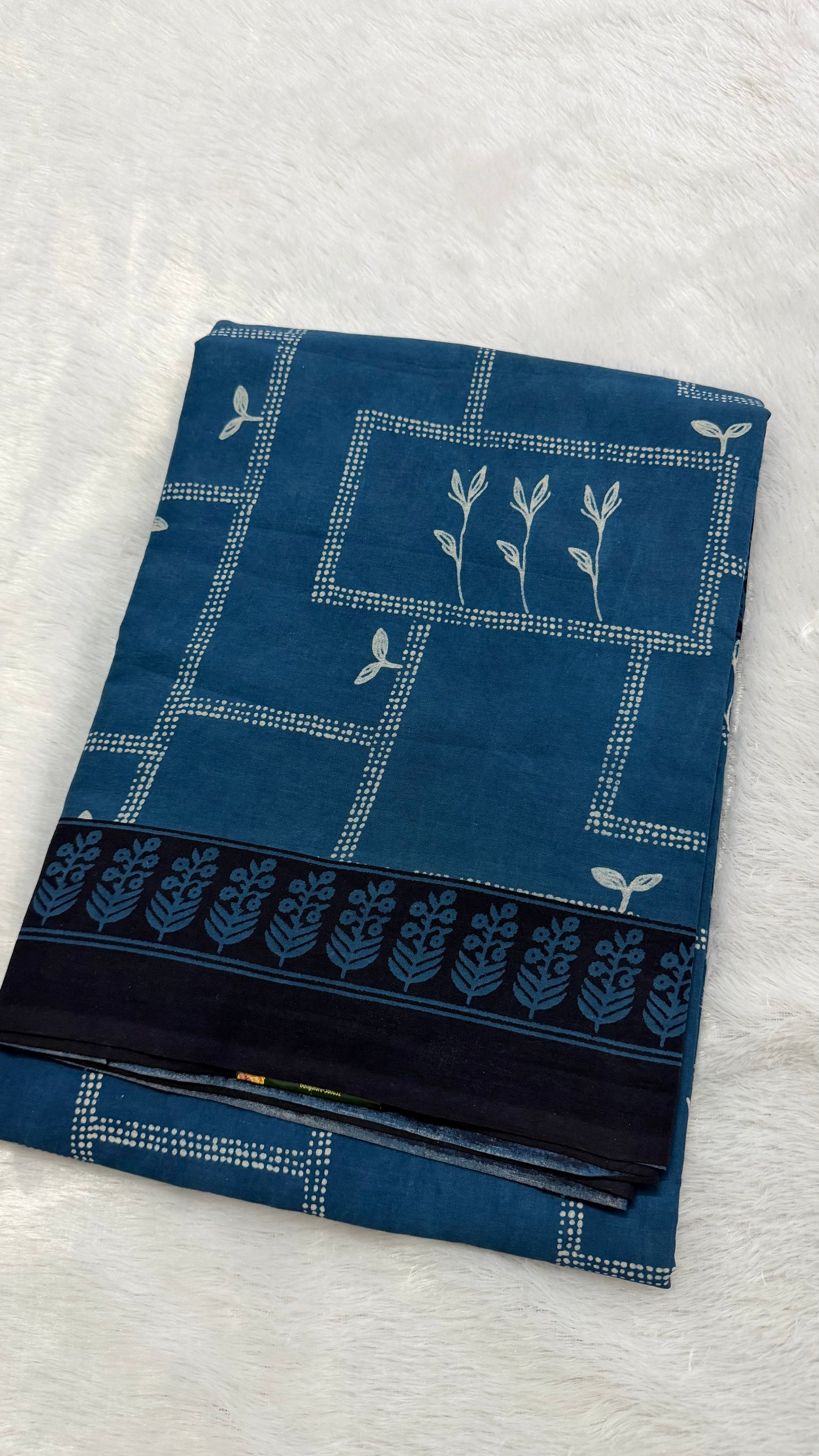 Blue & Black Hand-Block Printed Pure Jaipur Cotton