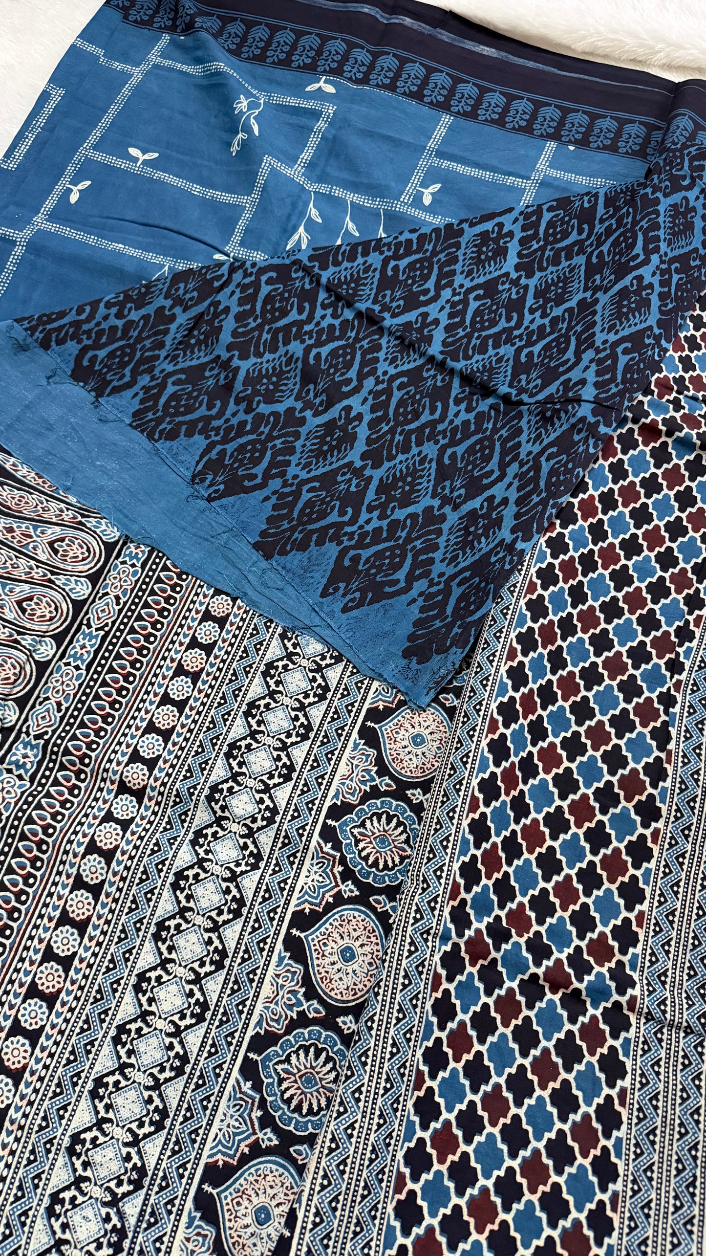 Blue & Black Hand-Block Printed Pure Jaipur Cotton
