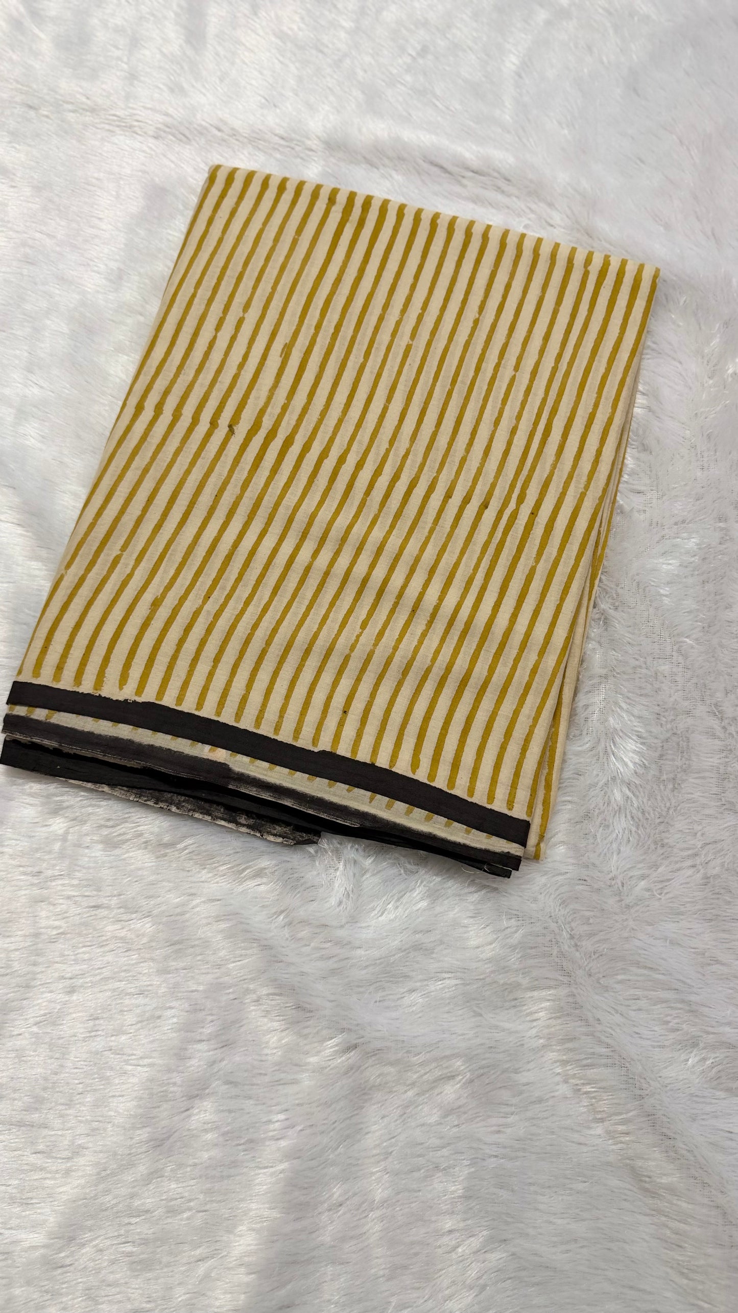 Yellow Stripes Hand-Block Printed Pure Jaipur Cotton