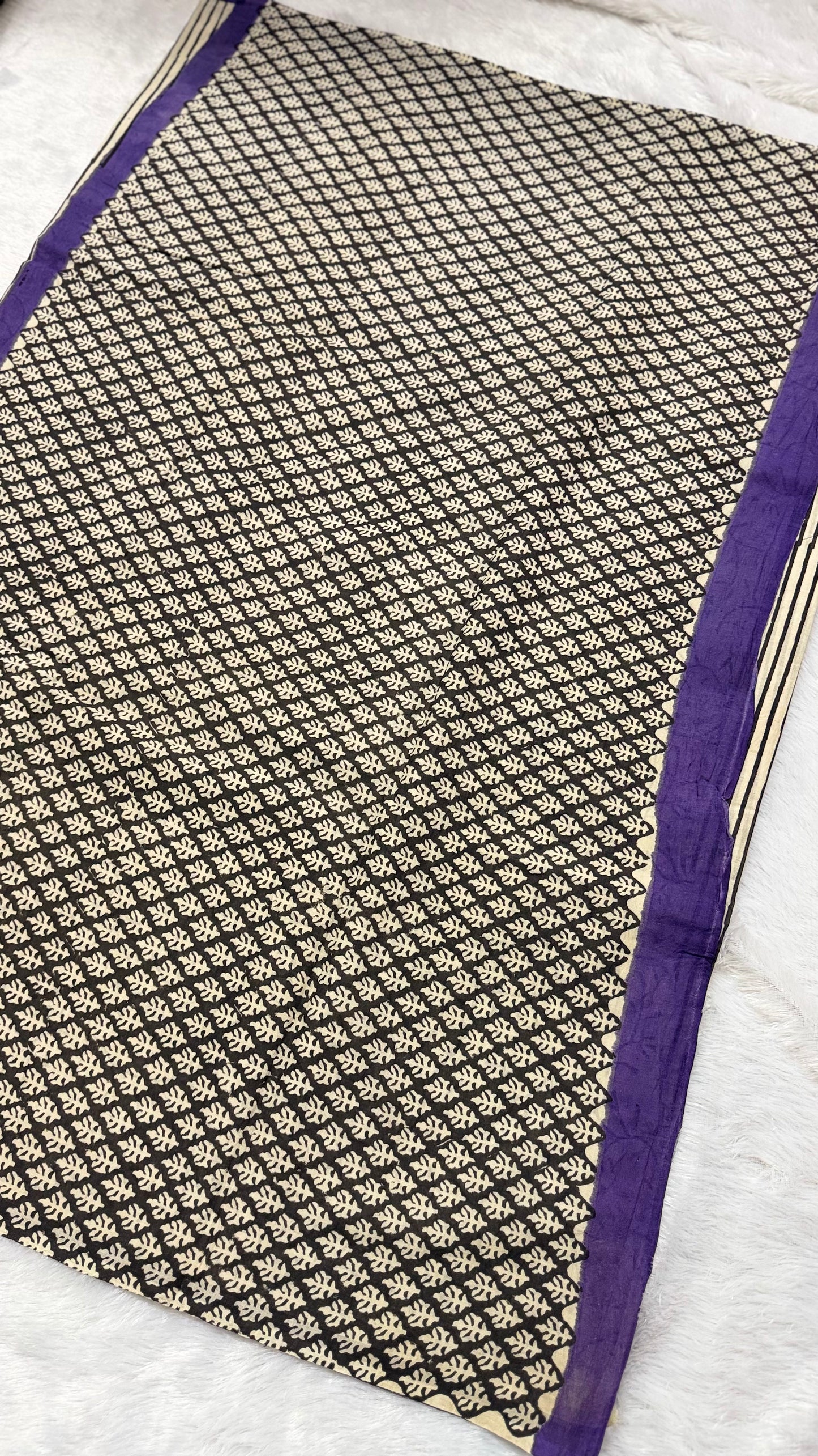 Black Stripe Hand-Block Printed Pure Jaipur Cotton