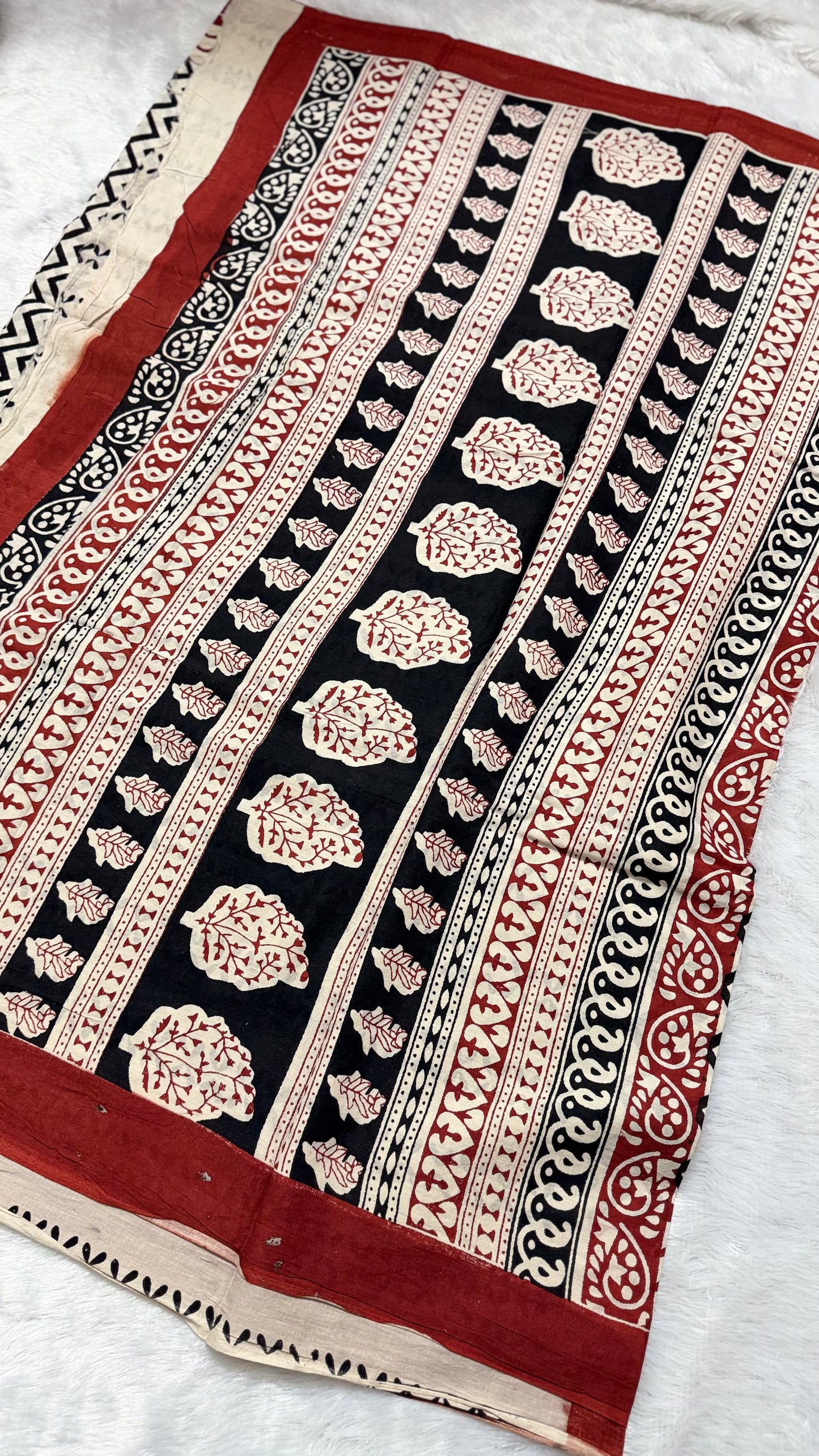 Red & Black Hand-Block Printed Pure Jaipur Cotton