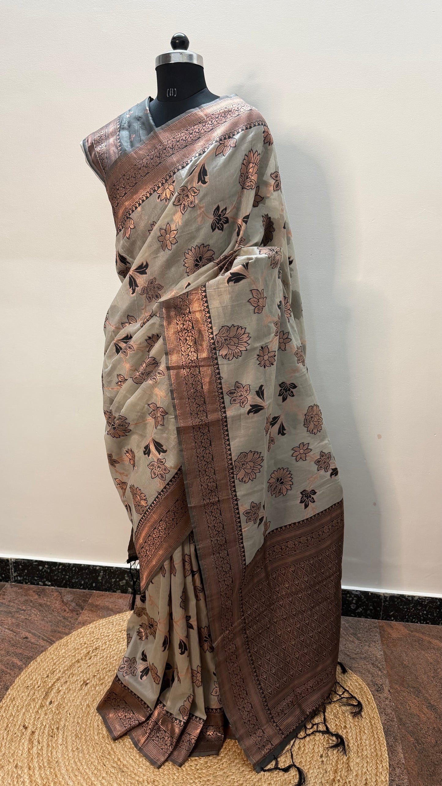 Off white and black border Kia-Silk Saree