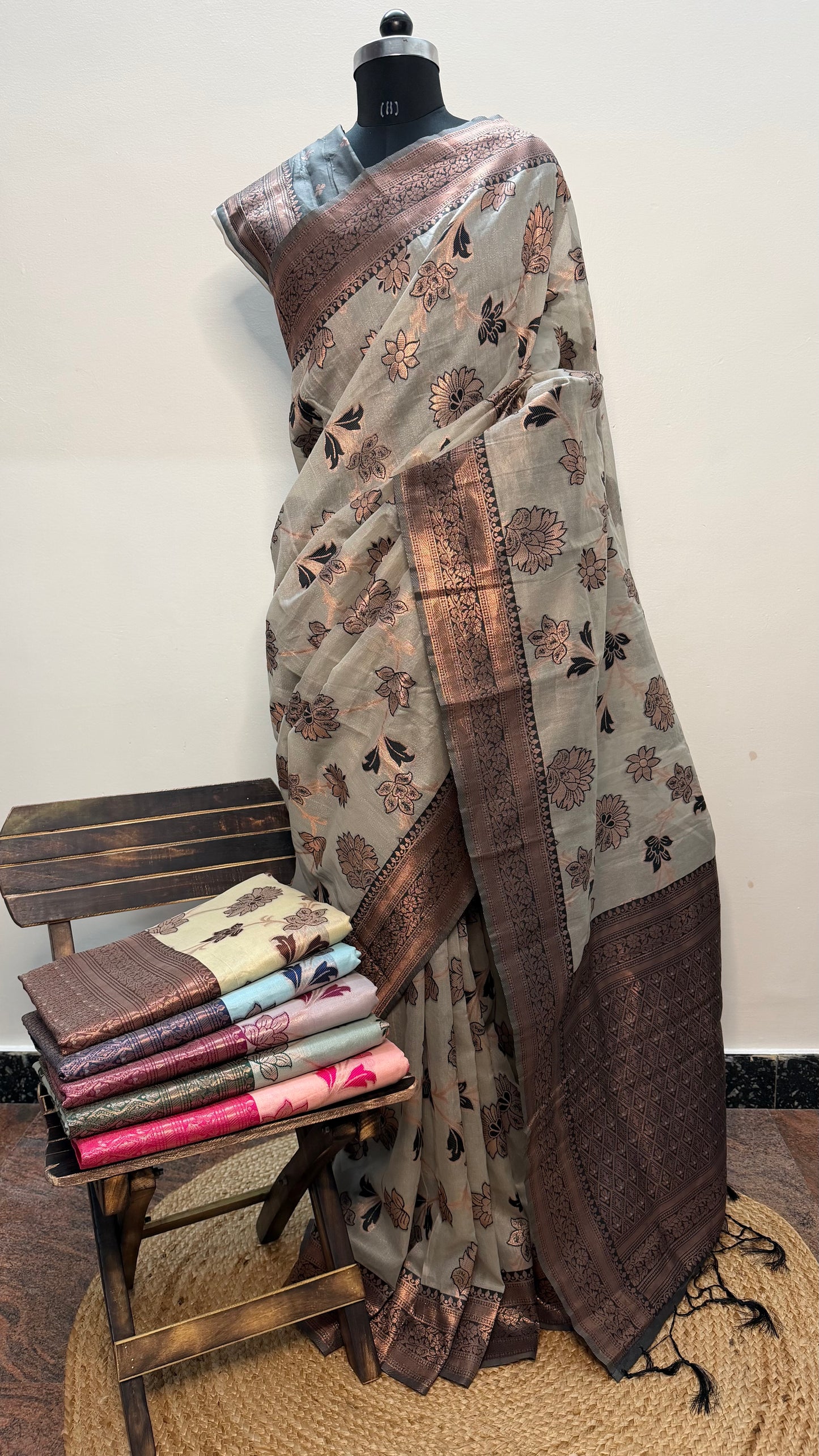 Off white and black border Kia-Silk Saree