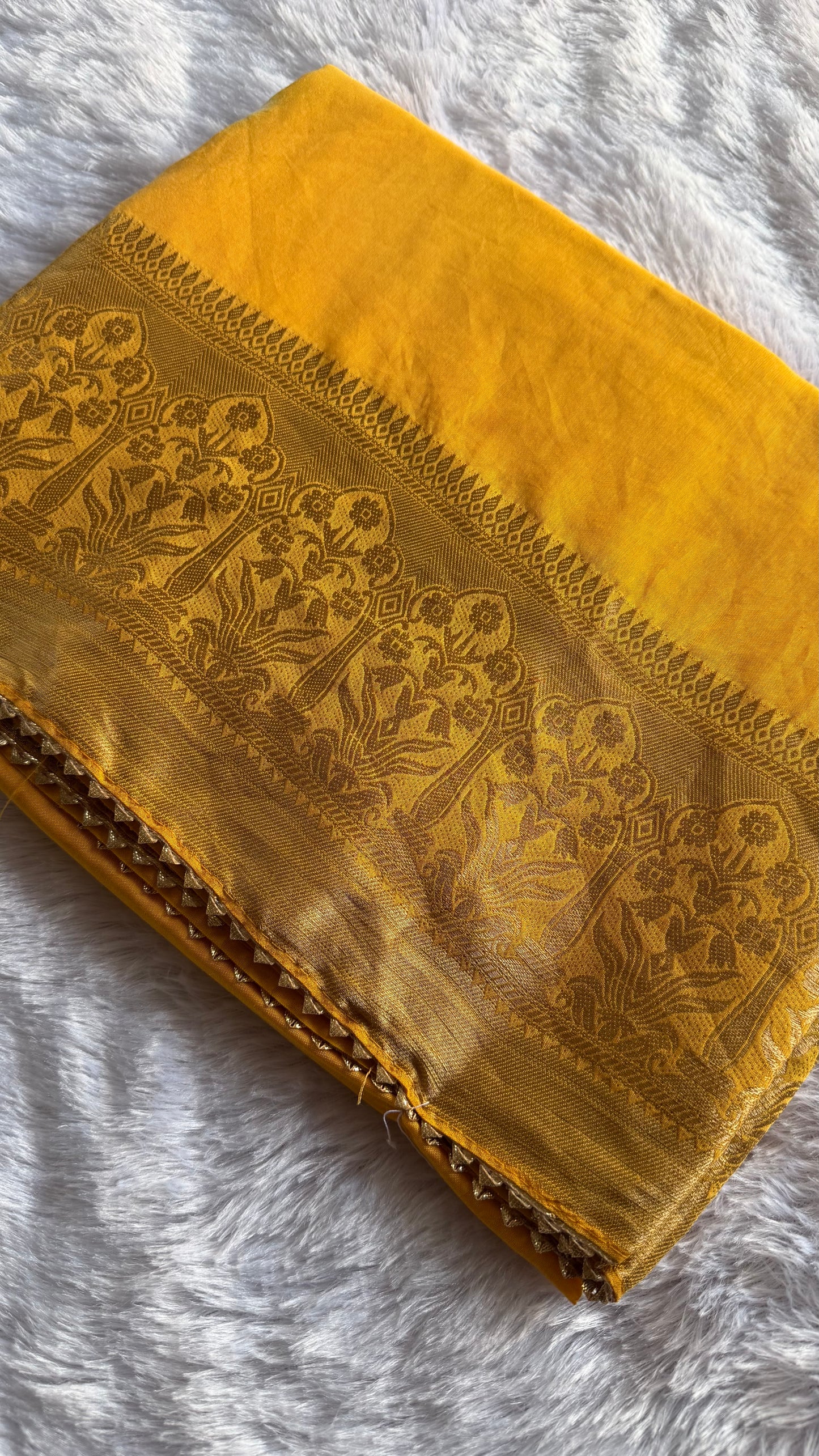 YELLOW SOFT MUSLIN COTTON WITH ZARI WEAVING