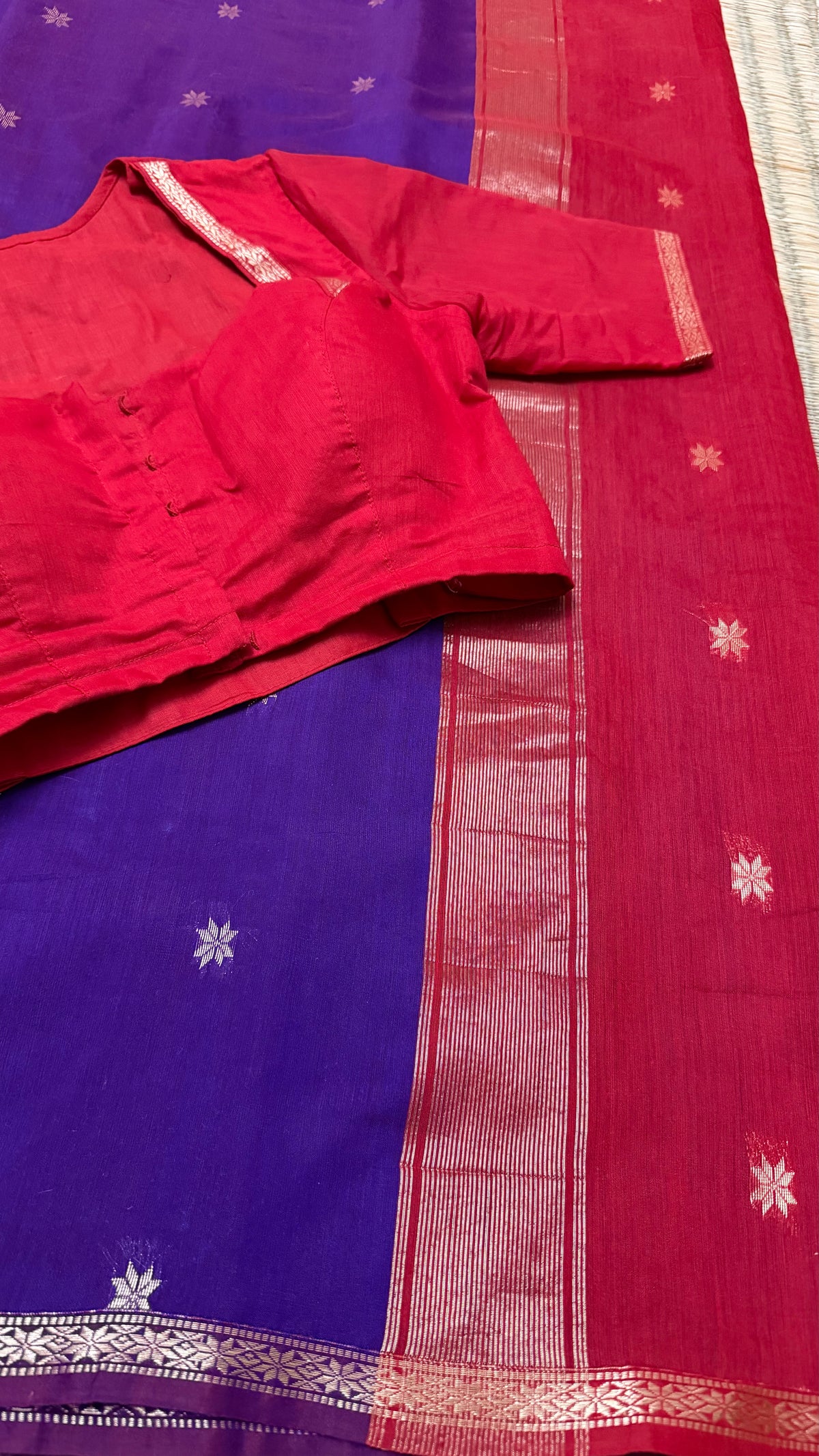 Purple and Red Maheshwari Cotton.