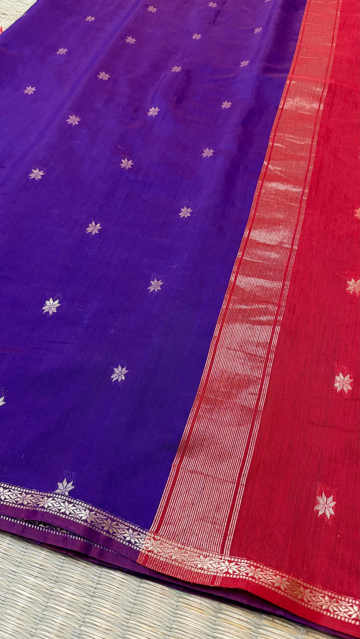 Purple and Red Maheshwari Cotton.