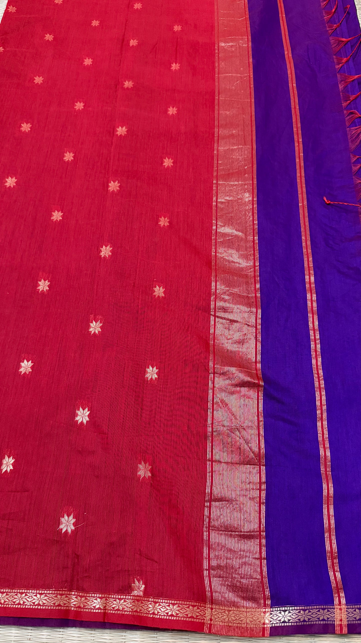 Purple and Red Maheshwari Cotton.