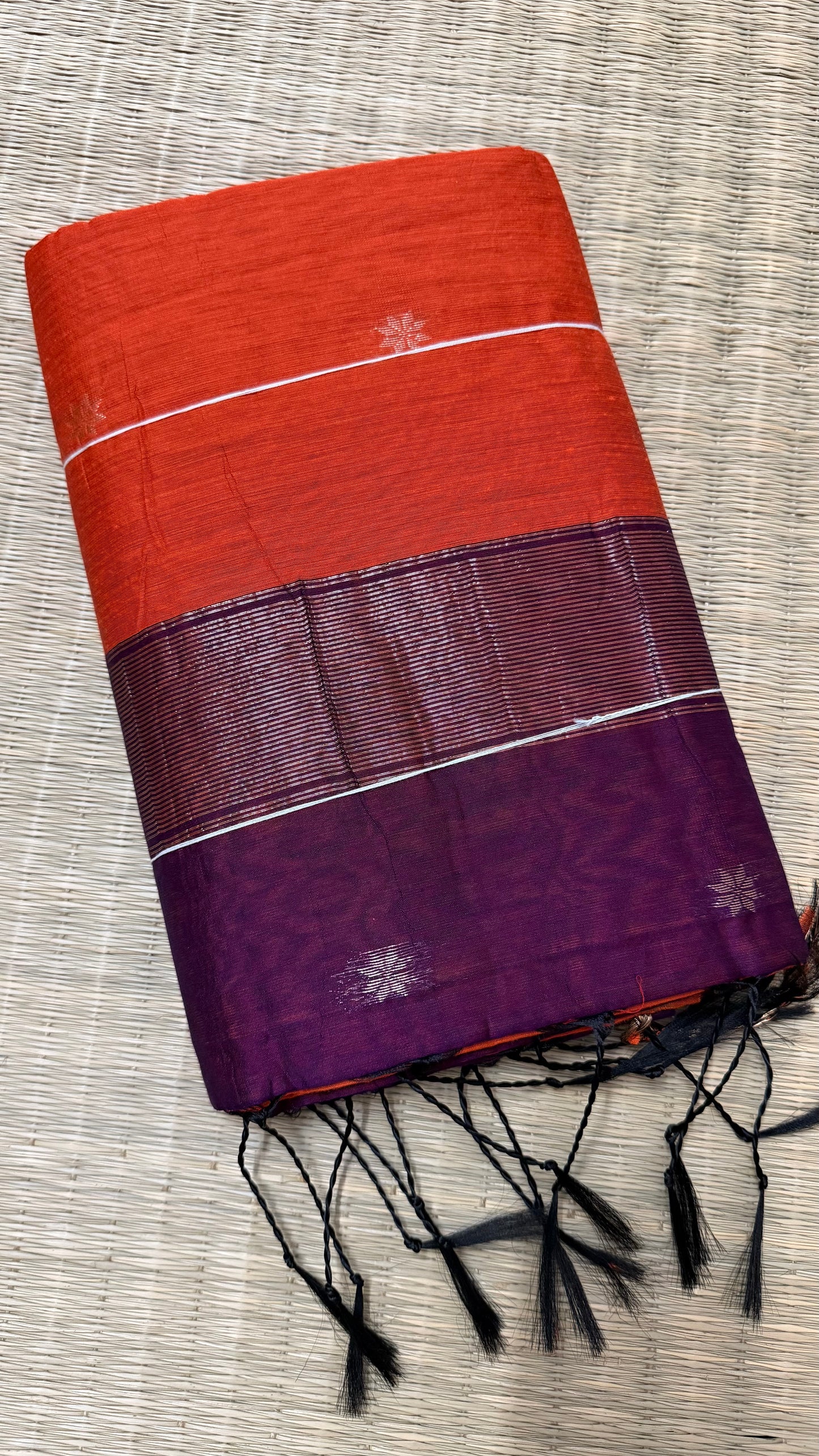 Orange & Magenta Maheshwari Cotton.